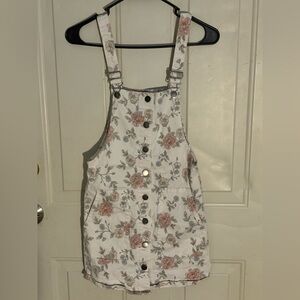 Floral Overall Dress Button Front with pockets
